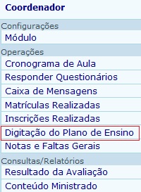 Menu digitacao plano ensino coord